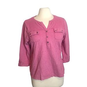 CROFT and BARROW Light Red 3/4 Length Sleeve Knit Top with Pocket Detail, PXL